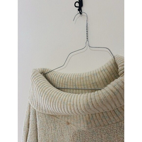 Helen Sue Vintage Beige Tinsel Cowl Neck Tunic Long Oversized Sweater Sz Sm/Med - Picture 5 of 7